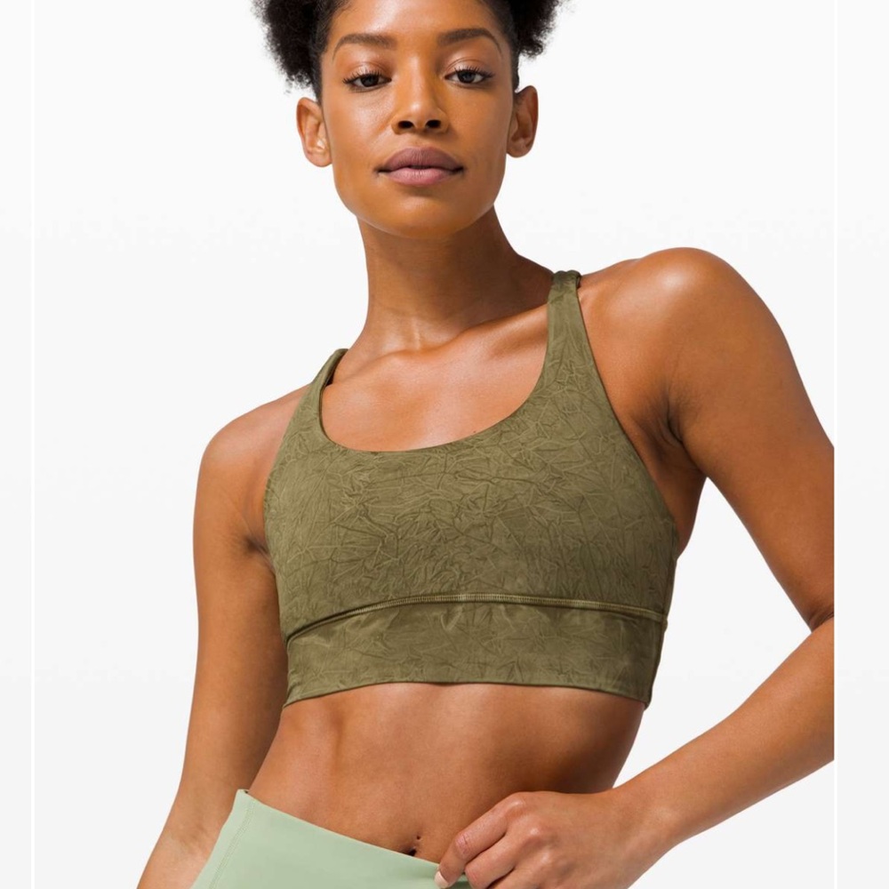 4 Ice Moss Green Lululemon Energy Bra Long Line Ice Dye Med Support, B–D Cup